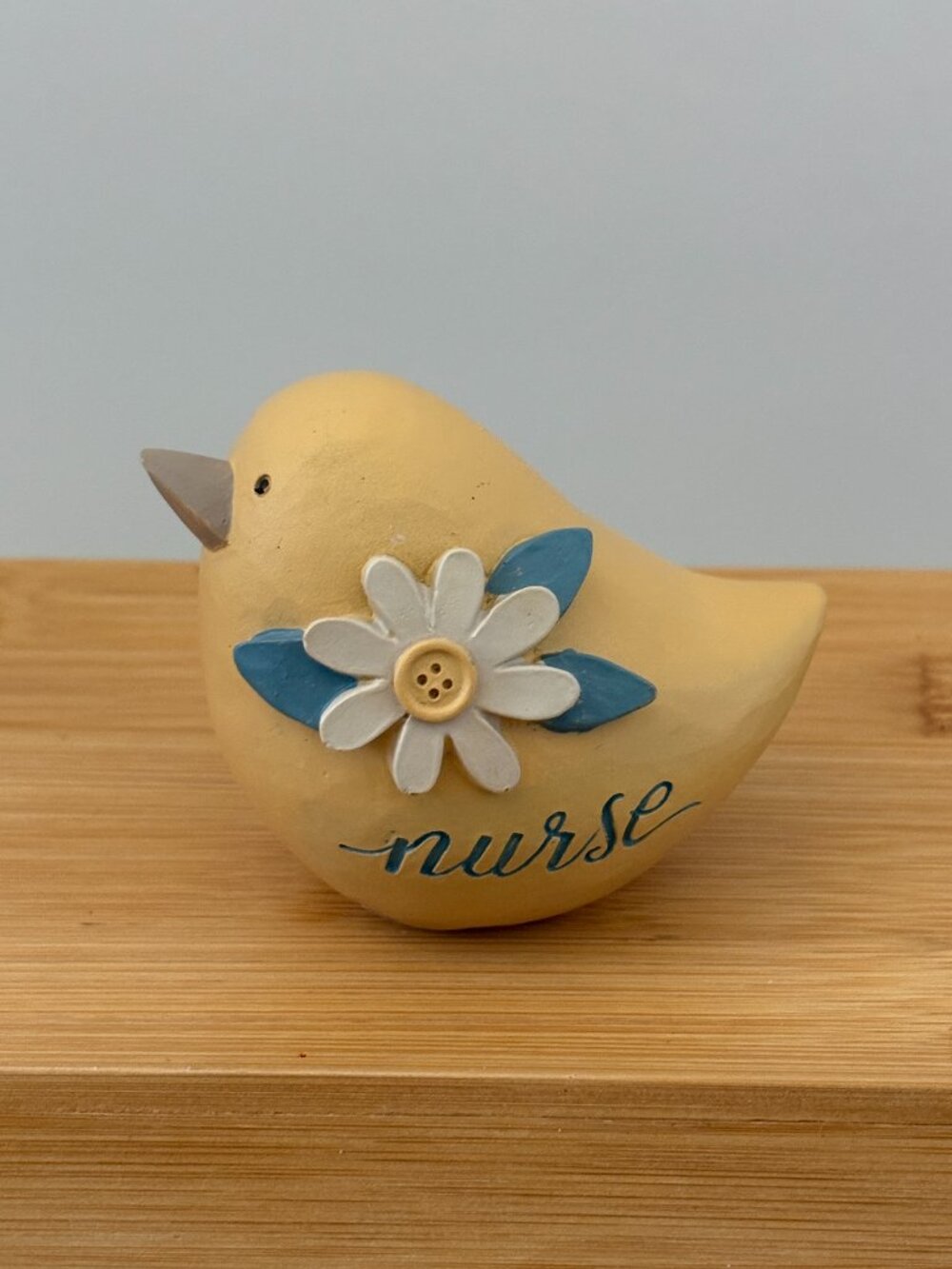 Blossom Bucket Nurse Bird w/ Flower Resin Figure Decor Keepsake Figurine 2.5 In